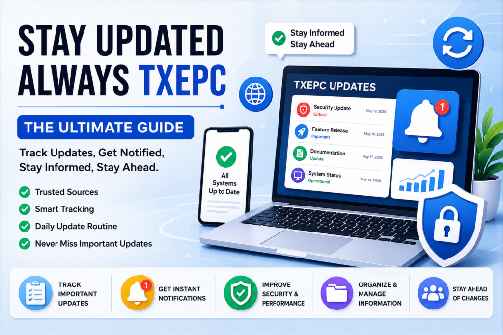 Stay Updated Always TXEPC: The Ultimate Guide to Tracking Important Updates in 2026 Stay Updated Always TXEPC featured image showing smart update tracking, notifications, official sources, and information management.