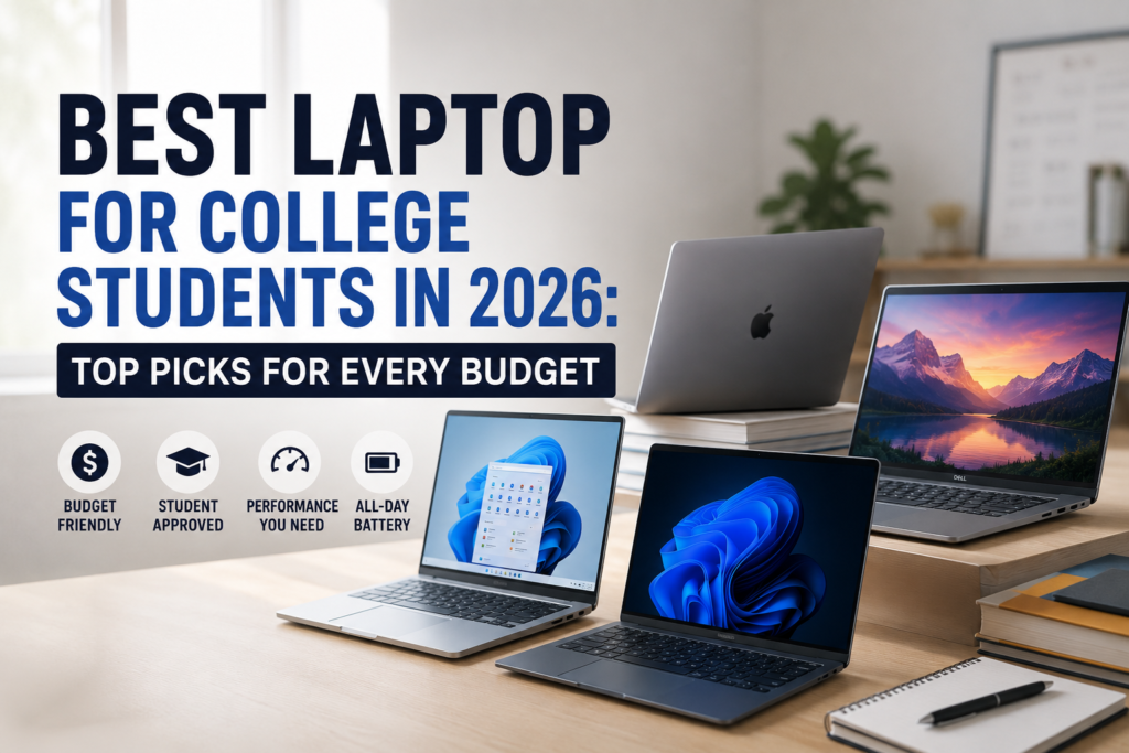 Best laptop for college students in 2026 with multiple laptops on a desk