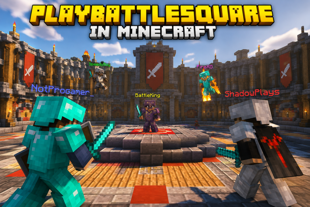 How to Play PlayBattleSquare in Minecraft: Rules, Tips and Winning Strategies Minecraft PlayBattleSquare lobby showing game mode selection before joining a PvP match.